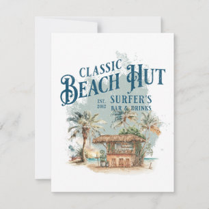 Classic Beach Hut - Surfer's Bar & Drinks Feiertagskarte