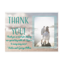 Classic Beach Wedding Vielen Dank Postcard