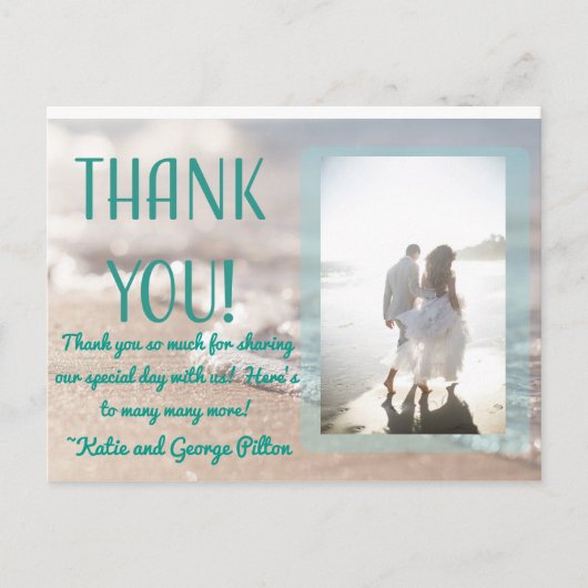 Classic Beach Wedding Vielen Dank Postcard Postkarte (Vorderseite)