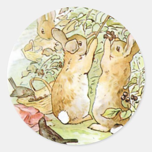 Classic Beatrix Potter Niedlich Bunny Runder Aufkleber (Vorderseite)