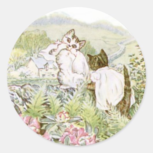 Classic Beatrix Potter Niedlich Kitten Runder Aufkleber (Vorderseite)