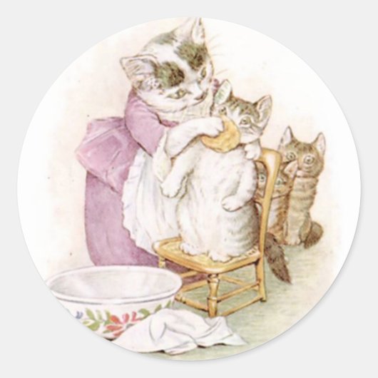 Classic Beatrix Potter Niedlich Kitten Runder Aufkleber (Vorderseite)