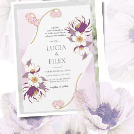 Classic Beautiful Pruple Lotus & Color Tinte Hochz Einladung