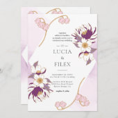 Classic Beautiful Pruple Lotus & Color Tinte Hochz Einladung (Vorne/Hinten)