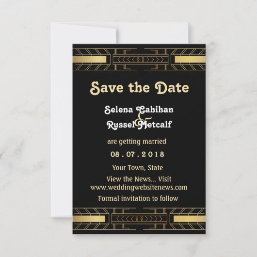 Classic Beauty Art Deco Save the Date Einladung (Vorderseite)