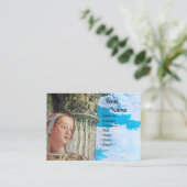 CLASSIC BEAUTY MONOGRAM , antik hell blau Visitenkarte (Stehend Vorderseite)