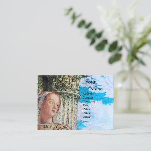 CLASSIC BEAUTY MONOGRAM , antik hell blau Visitenkarte (Stehend Vorderseite)