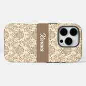 Classic Beige Damask Case-Mate iPhone Hülle (Rückseite (Horizontal))