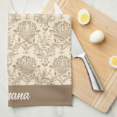 Classic Beige Damask Geschirrtuch (Viertel Falte)