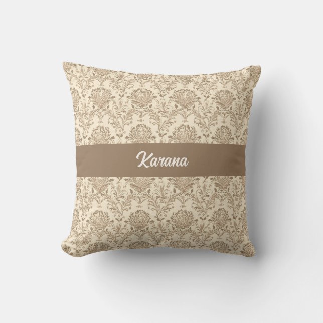 Classic Beige Damask Kissen (Vorderseite)