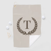 Classic Beige & Dark Brown Initial Laurel Monogram Golfhandtuch (Insitu)