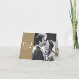classic Beige photo elegant wedding thank you card Dankeskarte