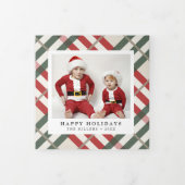 Classic Beige Tartan Karierte Weihnachten Dreifach Gefaltete Urlaubskarte (Cover)