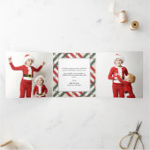 Classic Beige Tartan Karierte Weihnachten Dreifach Gefaltete Urlaubskarte (Innenseite)