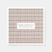 Classic Beige Tartan Karierte Weihnachten Serviette (Vorderseite)