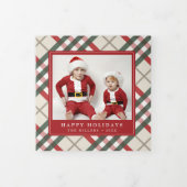 Classic Beige Tartan Kariertes Weihnachtsfest Tri- Dreifach Gefaltete Urlaubskarte (Cover)