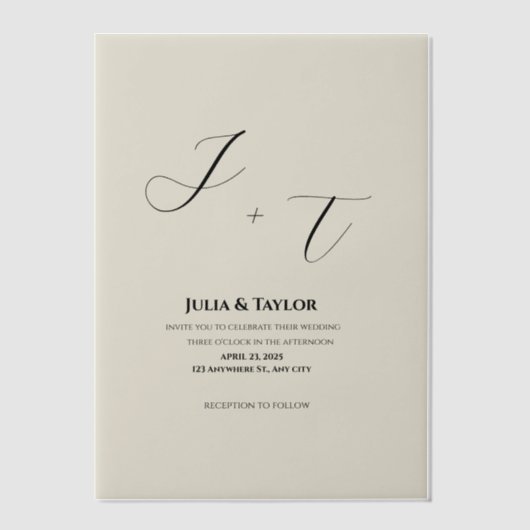 Classic Beige vellum Elegant Invitation Pergament Einladungen (Vorderseite)