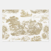 Classic Beige Vintages französisches Chateau Toile Geschenkpapier Set (Vorderseite 2)