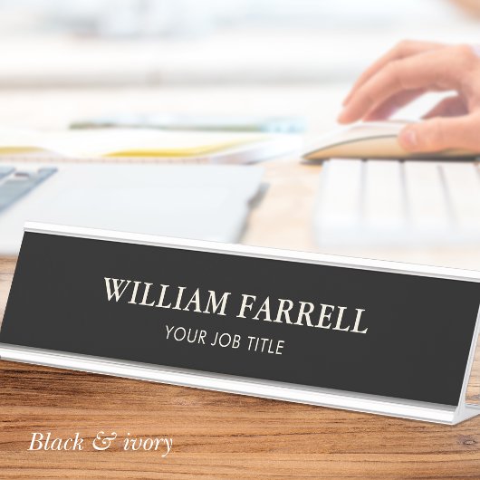 Classic Beruflich Black Ivory Office Schreibtischnamensplakette
