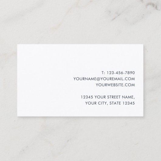 Classic Beruflich Blue-Schwarz-weiß Visitenkarte (Rückseite)