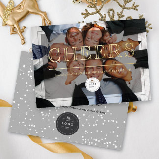 Classic Big Cheers Corporate Modernes Foto Busines Folien Feiertagskarte