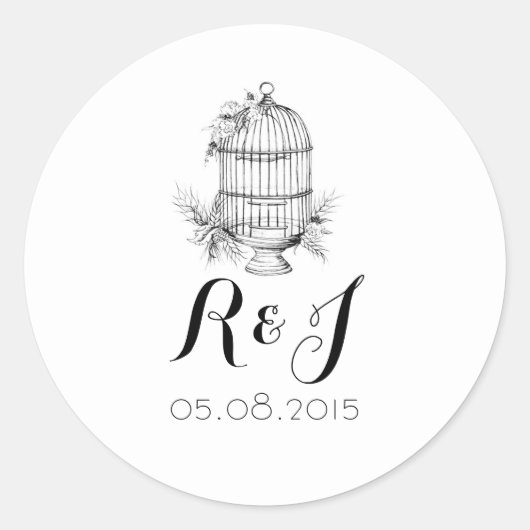 Classic Birdcage Wedding Invitation Stickers (Vorderseite)