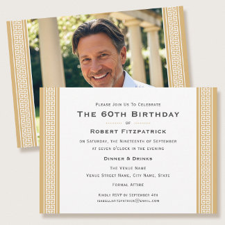 Classic Birthday Party Custom Age Foto Gold Einladung