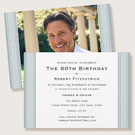 Classic Birthday Party Custom Age Foto Grau Einladung