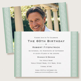 Classic Birthday Party Custom Age Foto Green Einladung