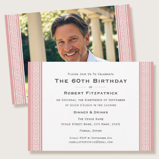 Classic Birthday Party Custom Age Foto Rosa Einladung