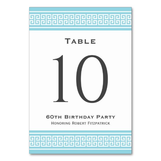 Classic Birthday Party Formal Blue Custom Tischnummer (Rückseite)