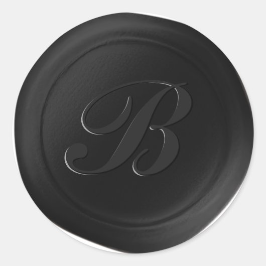 Classic Black 1 Letter Monogram Wax Siegel Sticker (Vorderseite)