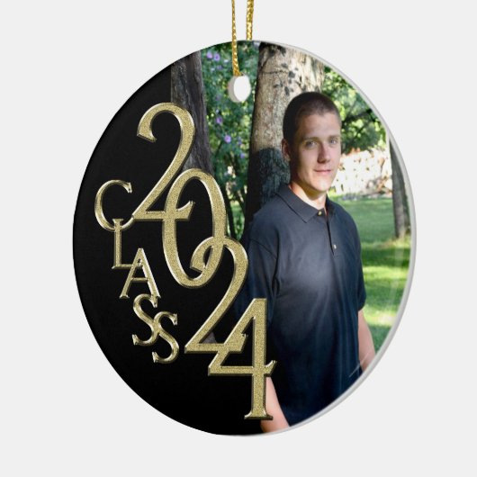 Classic Black 2024 Graduate Foto Keramikornament (Links)