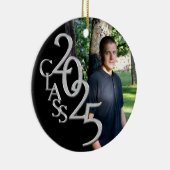 Classic Black 2025 Graduate Foto Keramik Ornament (Rechts)
