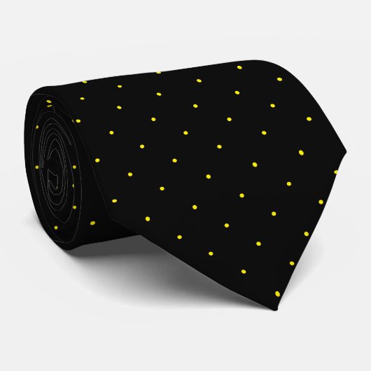 Classic Black and Bright Yellow Dot Tie for Him Krawatte (Gerollt)
