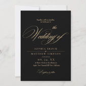 Classic Black and Burgundy Script Wedding Einladung (Vorderseite)
