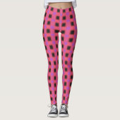 Classic Black and Deep Fuchsia Karo Pattern Leggings (Vorderseite)