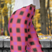 Classic Black and Deep Fuchsia Karo Pattern Leggings