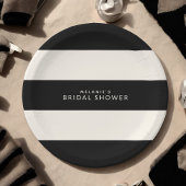 Classic Black and Ecru Stripes Brautparty Pappteller