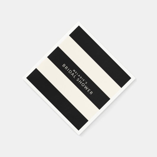 Classic Black and Ecru Stripes Brautparty Serviette (Ecke)