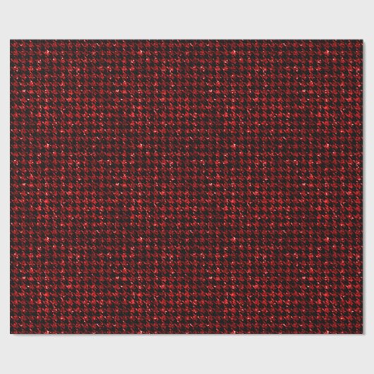 Classic Black and Glitter Red Houndstooth Pattern Geschenkpapier (Flach)