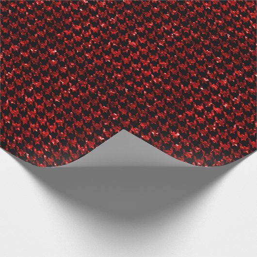Classic Black and Glitter Red Houndstooth Pattern  Geschenkpapier (Ecke)