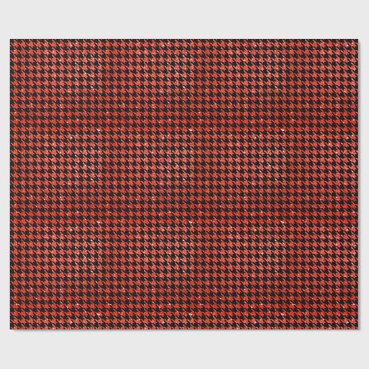 Classic Black and Glitter Red Houndstooth Pattern  Geschenkpapier (Flach)