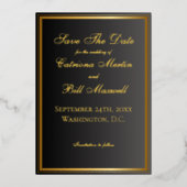 Classic Black and Gold Elegant Save the Date Folieneinladung (Vorderseite)