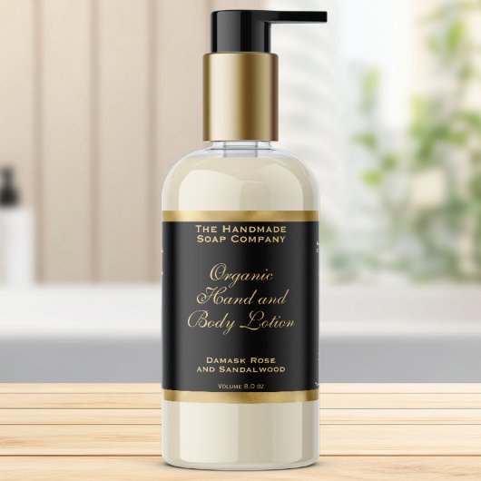 Classic Black and Gold Foil Cosmetics Bottle Label Rechteckiger Aufkleber