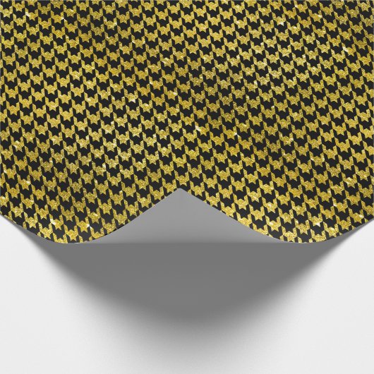 Classic Black and Gold Houndstooth Pattern Geschenkpapier (Ecke)
