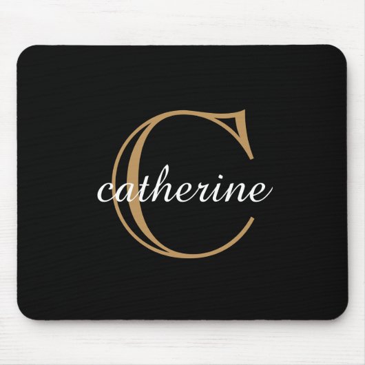 Classic Black and Gold Script Monogram Mousepad (Vorne)