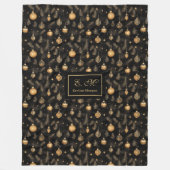 Classic black and gold watercolor holiday throw fleecedecke (Vorderseite)