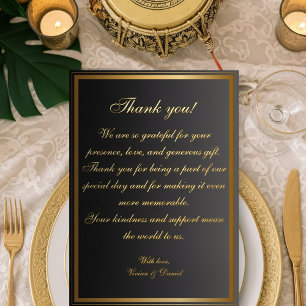 Classic Black and Gold Wedding Dankeschön Card Folieneinladung