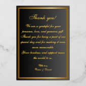 Classic Black and Gold Wedding Dankeschön Card Folieneinladung (Vorderseite)